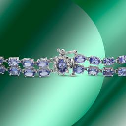 14K Gold 22.12cts Tanzanite & 0.40cts Diamond Bracelet