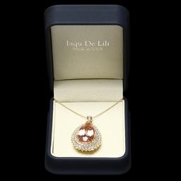 14k Gold 20.00ct Morganite 3.50ct Diamond Pendant