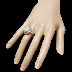 14k White Gold 4.50ct Opal 1.40ct Diamond Ring