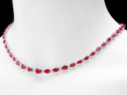 14k Gold 28.50ct Ruby 1.00ct Diamond Necklace