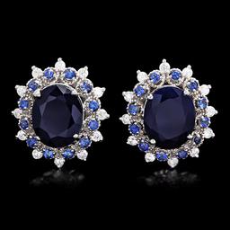 14k Gold 8.2ct Sapphire 0.75ct Diamond Earrings