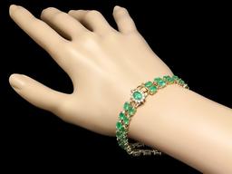 14k Gold 18ct Emerald 0.40ct Diamond Bracelet