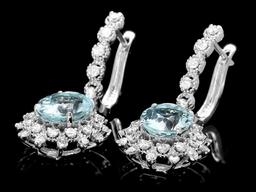 14k 5.50ct Aquamarine 1.70ct Diamond Earrings