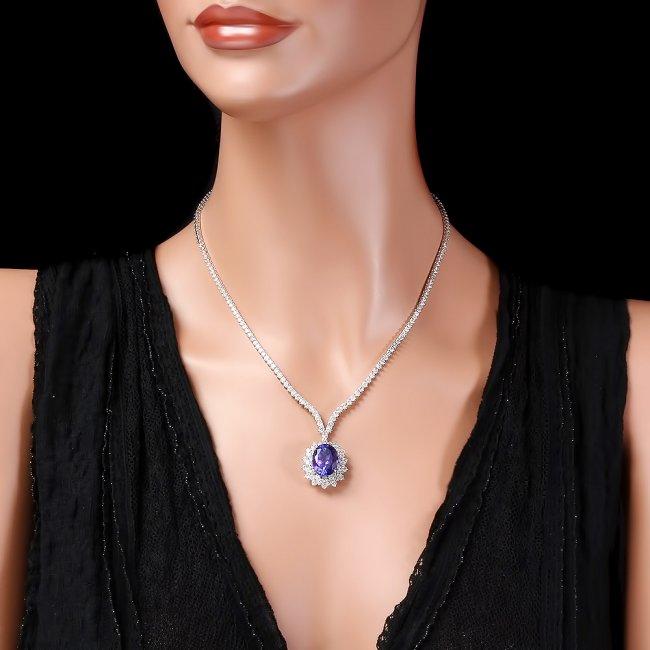 18k Gold 10ct Tanzanite 7.6ct Diamond Necklace