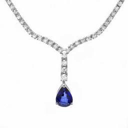 18k Gold 1.50ct Sapphire 3.50ct Diamond Necklace