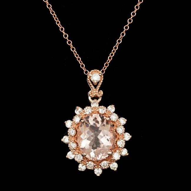 14k Rose 2.50ct Morganite 0.70ct Diamond Pendant