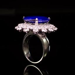 14K Gold 12.29ct Sapphire 3.85ct Diamond Ring