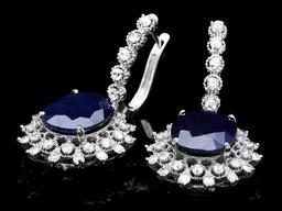 14k Gold 14ct Sapphire 2.00ct Diamond Earrings