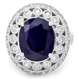 14k Gold 6.00ct Sapphire 1.30ct Diamond Ring