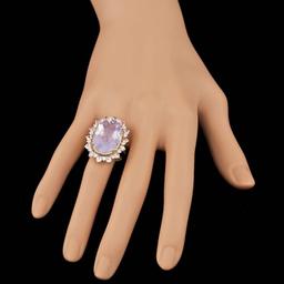 14k Gold 14.00ct Amethyst 0.70ct Diamond Ring