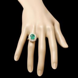 14k Gold 3.50ct Emerald 1.50ct Diamond Ring