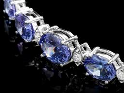 14k 12.50ct Tanzanite 0.80ct Diamond Bracelet