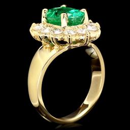 14k Gold 2.70ct Emerald 1.30ct Diamond Ring