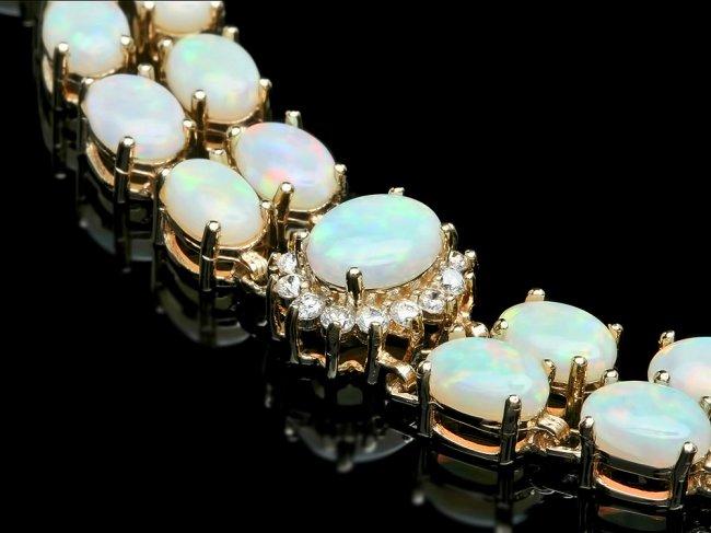 14k Yellow Gold 18ct Opal 1.10ct Diamond Bracelet