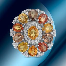 14K Gold 4.94cts Sapphire & 0.44cts Diamond Ring
