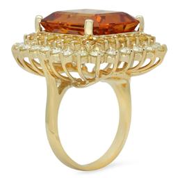 14K Gold 13.81ct Citrine 1.97ct Sapphire 2.39ct Diamond Ring