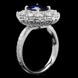 18k Gold 2.10ct Sapphire 2.10ct Diamond Ring