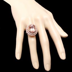 14k Rose 10.00ct Morganite 1.60ct Diamond Ring