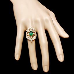 14k Gold 1.50ct Emerald 1.45ct Diamond Ring