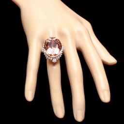 14k Gold 35.00ct Morganite 1.85ct Diamond Ring