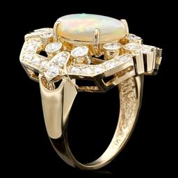 14k Yellow Gold 2.50ct Opal 1.25ct Diamond Ring