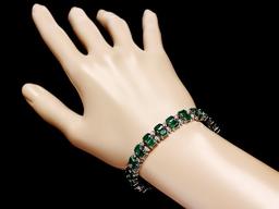 14k Gold 18ct Emerald 1.10ct Diamond Bracelet