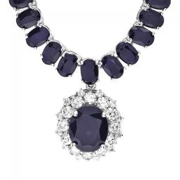 14k Gold 63ct Sapphire 1.40ct Diamond Necklace