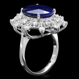 14k Gold 9.00ct Sapphire 0.85ct Diamond Ring