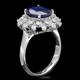 14k Gold 4.00ct Sapphire 0.60ct Diamond Ring
