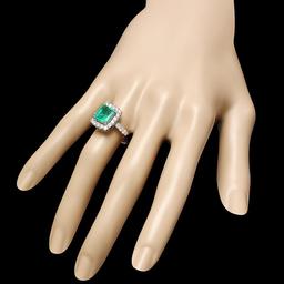 14k White Gold 1.50ct Emerald 1.15ct Diamond Ring