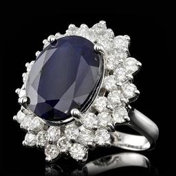 14k Gold 13.00ct Sapphire 3.00ct Diamond Ring