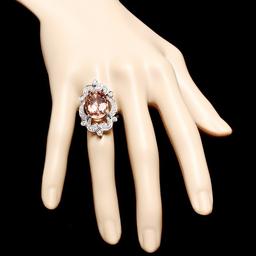 14k Gold 9.00ct Morganite 1.40ct Diamond Ring