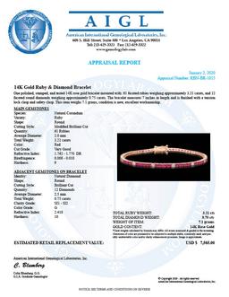 14k Rose Gold 3.21ct Ruby 0.75ct Diamond Bracelet