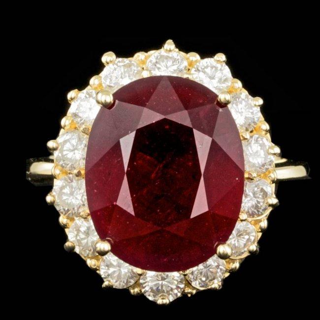 14k Yellow Gold 12.00ct Ruby 1.45ct Diamond Ring