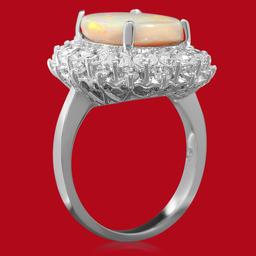 14K Gold 3.87ct Opal 1.80ct Diamond Ring