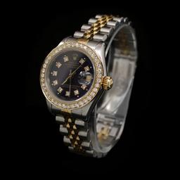 Rolex DateJust Two-Tone 26mm Custom Diamond Bezel Women's