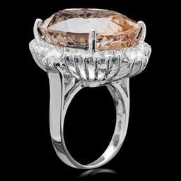 14k Gold 35.00ct Morganite 1.85ct Diamond Ring