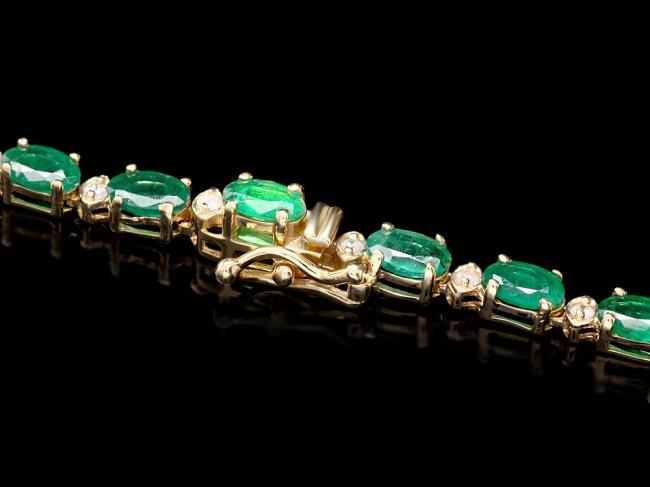 14k Gold 23ct Emerald 1.10ct Diamond Necklace
