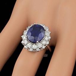 14k Gold 7.00ct Sapphire 1.75ct Diamond Ring