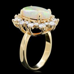 14k Yellow Gold 3.50ct Opal 1.60ct Diamond Ring