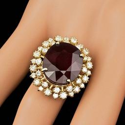 14k Yellow Gold 18.50ct Ruby 1.30ct Diamond Ring