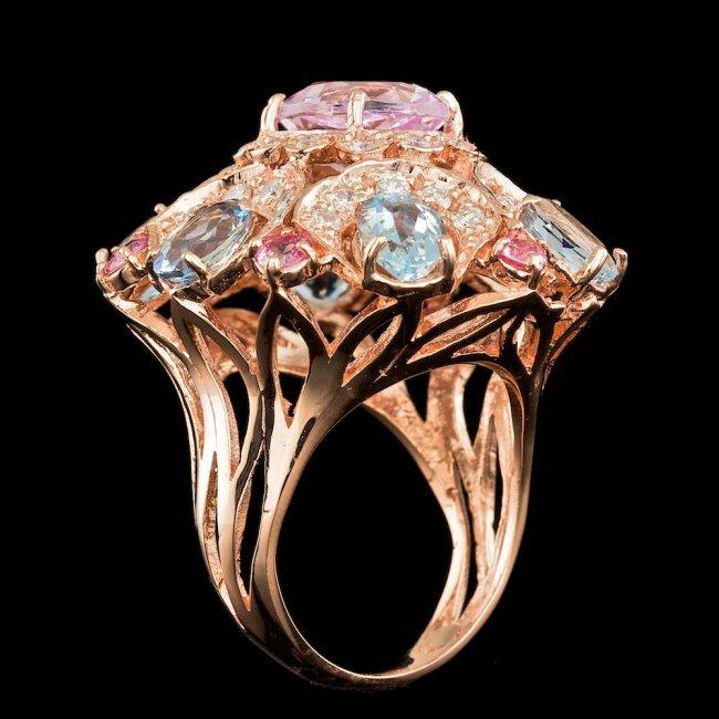 14k Rose Gold 3.50ct Kunzite 1.25ct Diamond Ring