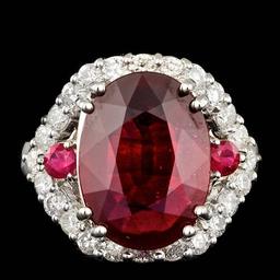 14k White Gold 7.3ct Ruby 1.20ct Diamond Ring