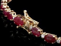 14k Gold 12.00ct Ruby 0.60ct Diamond Bracelet