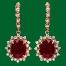 14k 13.50ct Ruby 1.70ct Diamond Earrings