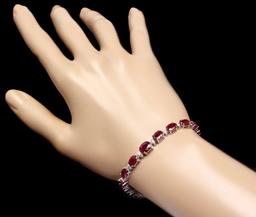 14k Gold 16.00ct Ruby 0.70ct Diamond Bracelet