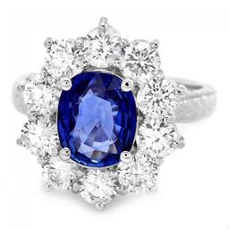 18k Gold 2.00ct Sapphire 2.00ct Diamond Ring