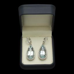 14K Gold 40.02ct Aquamarine & 2.41ct Diamond Earrings