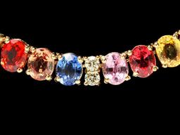 14k Gold 44ct Sapphire 1.0ct Diamond Necklace