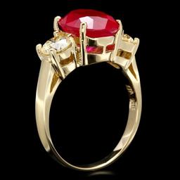 14k Yellow Gold 5.00ct Ruby 1.10ct Diamond Ring